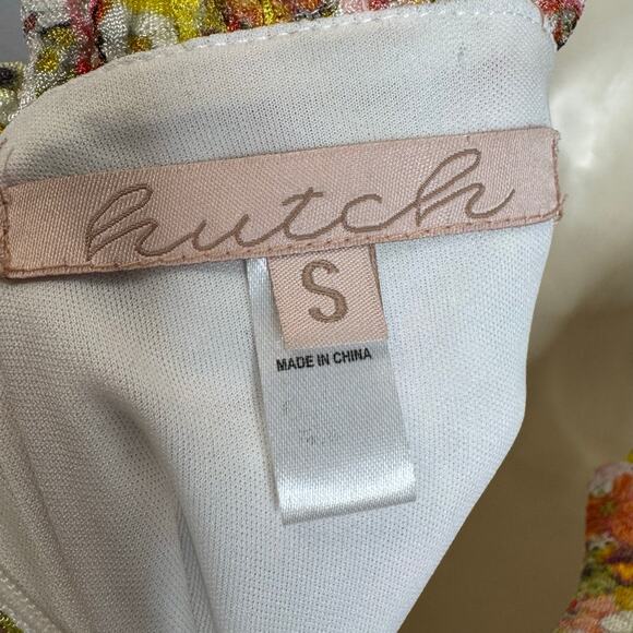 Anthropologie Hutch Bustier Sweetheart Midi Dress Floral Ruffle Orange Women's S - Picture 12 of 15